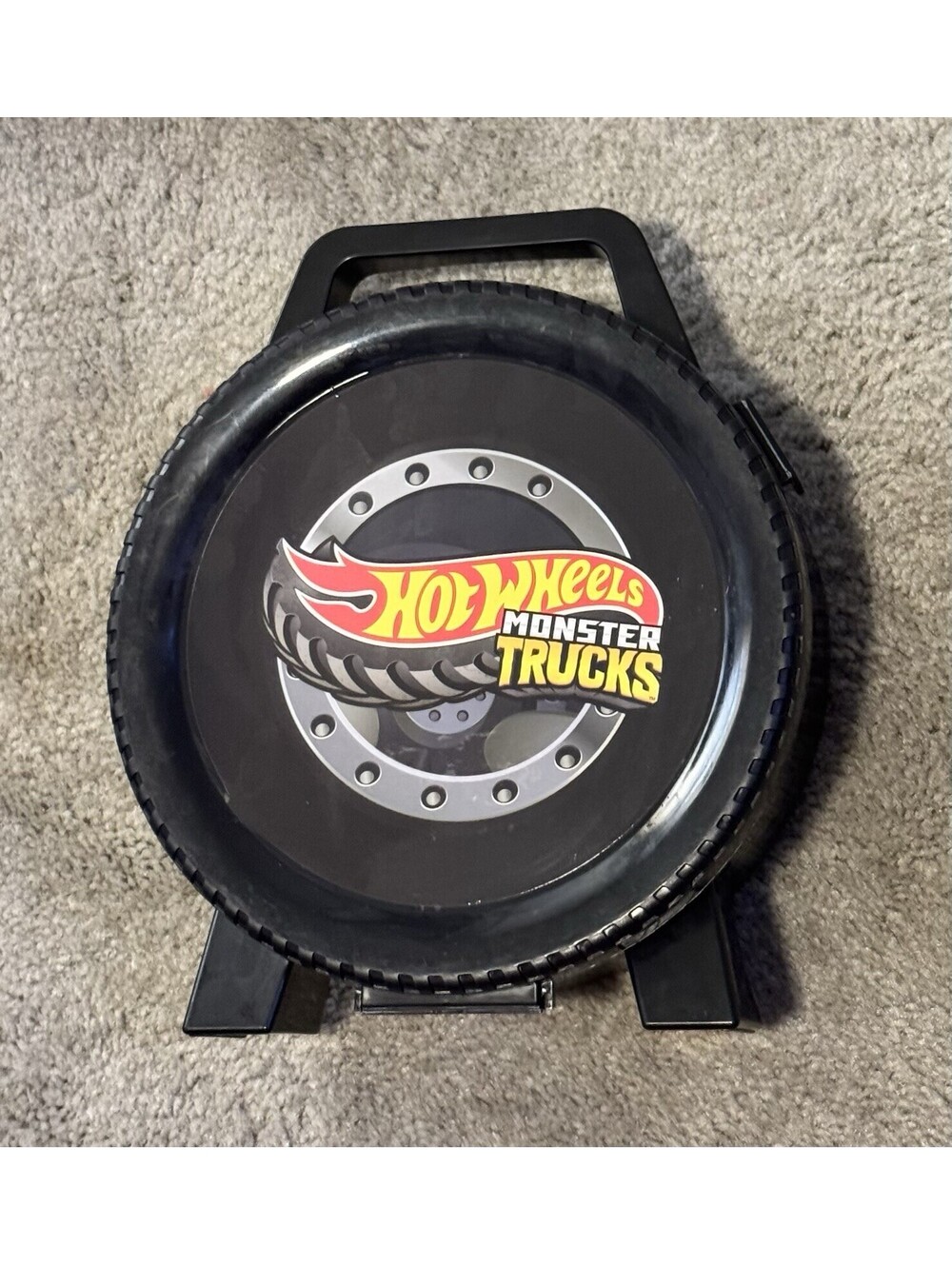 Hot Wheels Case Monster TrucksHolder Black Tire Holds Trucks/ Cars Garage 10”